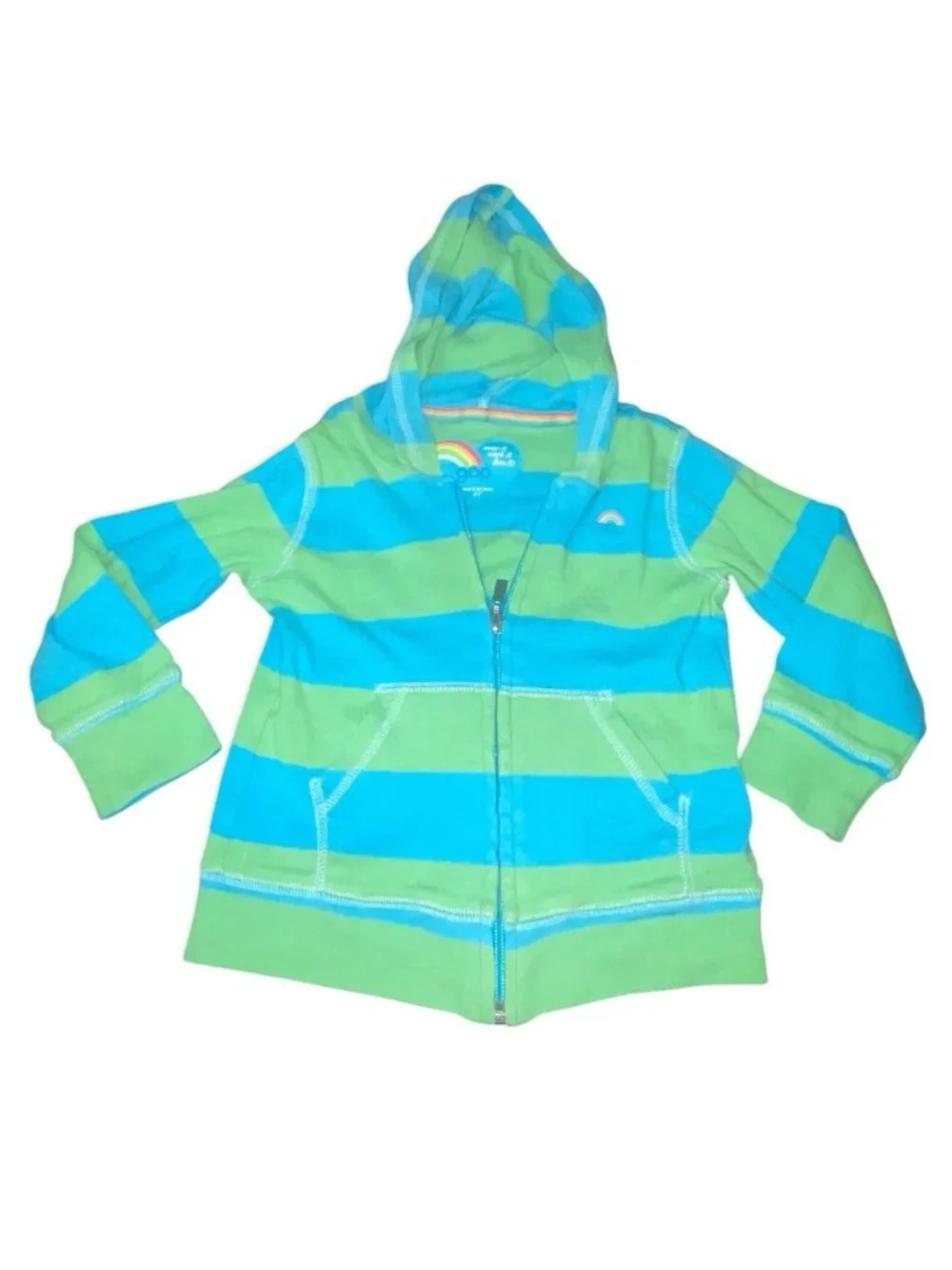 GAP Girl's Size 4T Vintage 2006 Striped Jacket with Rainbow Emblem 100% Cotton